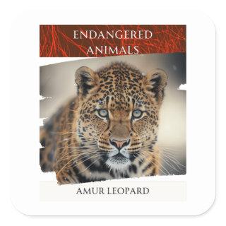 Endangered Animals - Amur Leopard Square Sticker