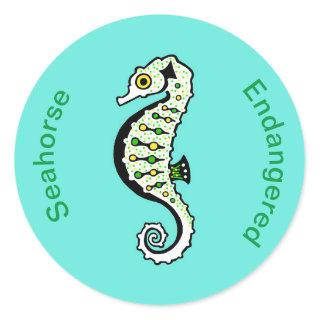 Endangered species - Cute Knysna SEAHORSE - Aqua Classic Round Sticker