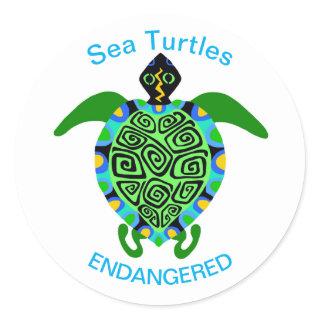 Endangered species - Sea TURTLES -- Classic Round Sticker
