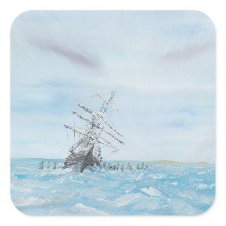 Endurance trapped by the Antarctic Ice. Painted Square Sticker