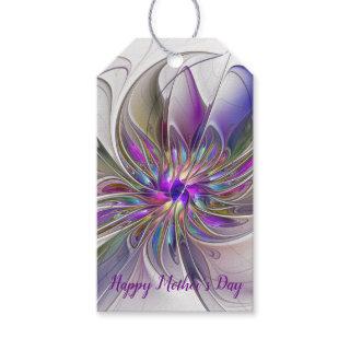 Energetic, Colorful Abstract Fractal Art Flower Gift Tags