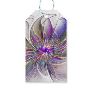 Energetic, Colorful Abstract Fractal Art Flower Gift Tags