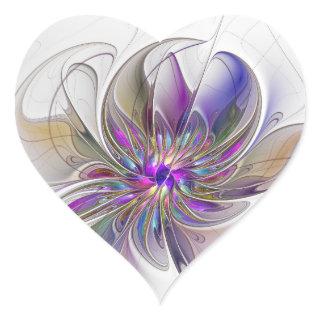 Energetic, Colorful Abstract Fractal Art Flower Heart Sticker