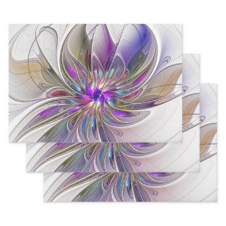 Energetic, Colorful Abstract Fractal Art Flower  Sheets