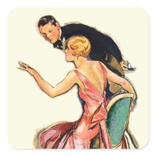 Engaged Couple Square Sticker