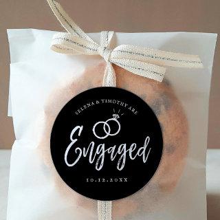 Engagement Party Script Lettering | Black |  Classic Round Sticker