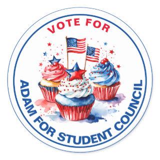 Engaging Vote for Class President: cupcake Classic Round Sticker