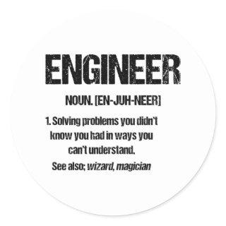 ENGINEER NOUN Funny Engineering Quotes Graduation Classic Round Sticker