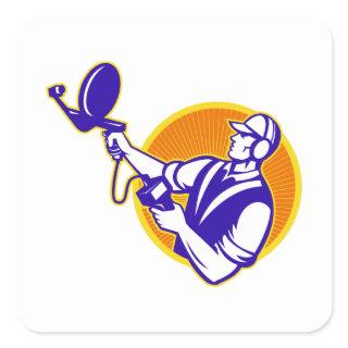 Engineer Technician With Ultrasound Sonar Dish Square Sticker