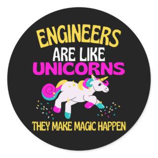 Engineer Unicorn , Magical Unicorn Engineering Classic Round Sticker