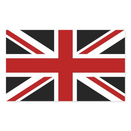 England Flag Black Red White Rectangular Sticker