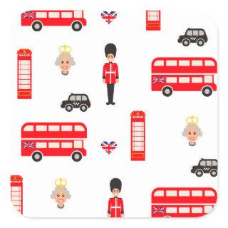 England Symbols Pattern Square Sticker