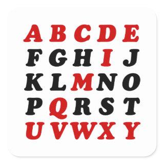 English Alphabet Square Sticker