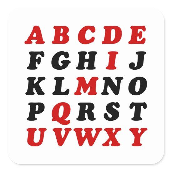 English Alphabet Square Sticker