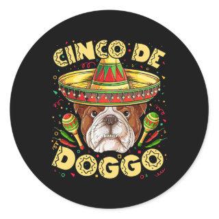 English Bulldog Cinco de Doggo Mayo Mexican Classic Round Sticker