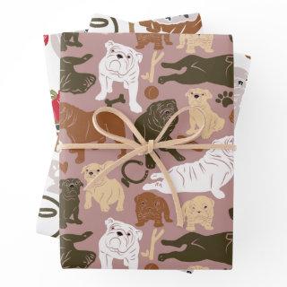 English Bulldog Silhouette in three colors   Sheets