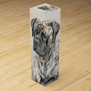English Mastiff (Brindle) Painting - Dog Art Wine Box