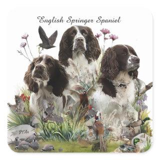 English Springer Spaniels ,Art Square Sticker