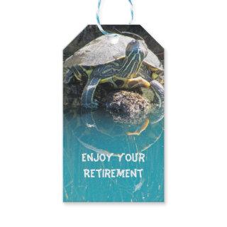 Enjoy Retirement Turtle Water Reflection Animal Gift Tags