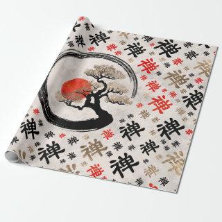 Enso Circle Bonsai Tree on Zen Symbol pattern