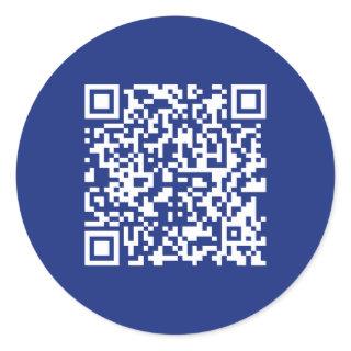 Enter URL Instantly Generated QR Code | Navy Blue Classic Round Sticker