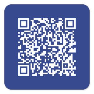 Enter URL Instantly Generated QR Code | Navy Blue Square Sticker
