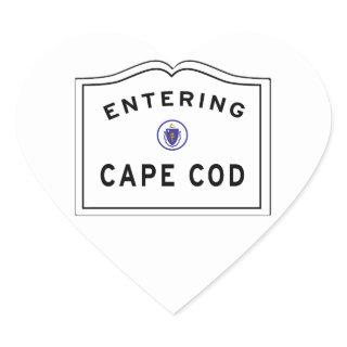 Entering Cape Cod MA Sign Heart Sticker