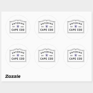 Entering Cape Cod Massachusetts Sign Classic Round Sticker