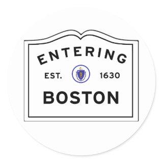 Entering the City of Boston MA Classic Round Sticker