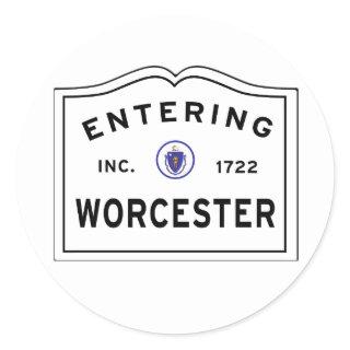 Entering the City of Worcester MA Classic Round Sticker