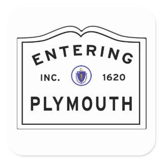 Entering the Town of PLYMOUTH Ma Square Sticker