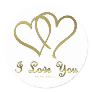 Entwined Gold Hearts i Love You Classic Round Sticker