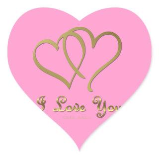 Entwined Gold Hearts i Love You Heart Sticker