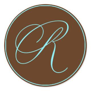 Envelope Seal Chocolate Blue Monogram Wedding