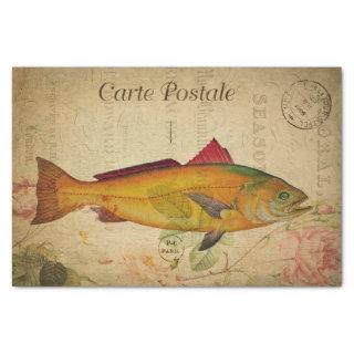 Ephemera Colorful Salmon Bass Fish Decoupage Tissue Paper