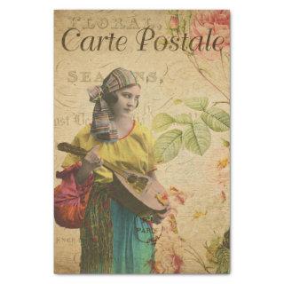 Ephemera French Postcard Gypsy Women Decoupage Tissue Paper