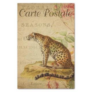 Ephemera French Postcard Leopard Decoupage  Tissue Paper