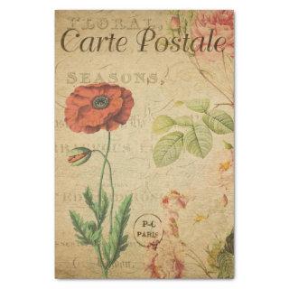 Ephemera French Postcard Red Poppy Decoupage Tissue Paper