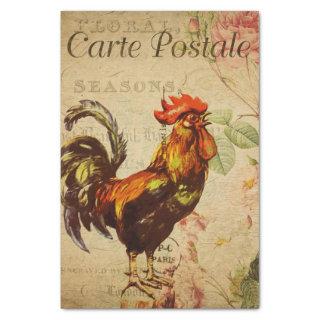 Ephemera French Postcard Rooster Decoupage Tissue Paper