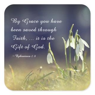 Ephesians 2:8 By Grace You Have Been Saved Bible Square Sticker