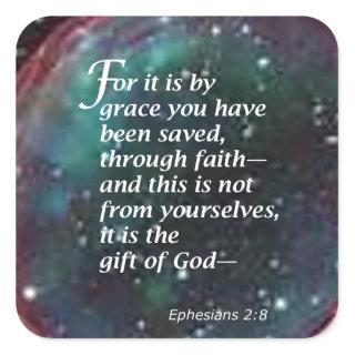 Ephesians 2:8 square sticker