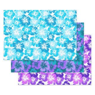 Epic Hibiscus Hawaiian Floral Trio- Turq & Purple  Sheets