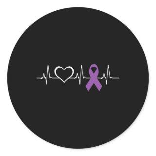 Epilepsy Awareness Heart bit Ribbon  Classic Round Sticker