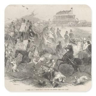 Epsom Races, 'Derby Day': Leaving the Course Square Sticker