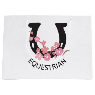Equestrian beautiful design with floral horseshoe large gift bag