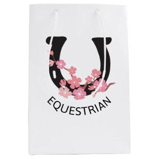 Equestrian beautiful design with floral horseshoe  medium gift bag