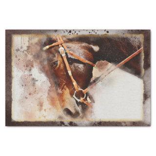 Equestrian Brown Horse Watercolor Decoupage Tissue Paper