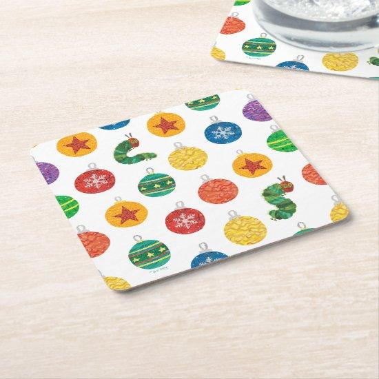 Eric Carle | Caterpillar Christmas Pattern Square Paper Coaster