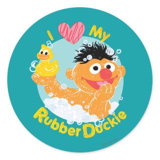 Ernie Loves Duckie Classic Round Sticker