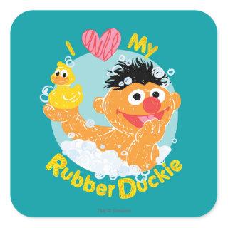 Ernie Loves Duckie Square Sticker